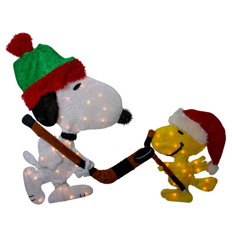 Northlight 28" Lighted Snoopy and Woodstock Play Hockey Outdoor Christmas Yard Decoration, 1 of 4