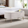 GlasFlength Ottomans and Benches Modern Storage Bench with Elegant Gold Base for Bedroom Living Room Entryway, White, 39.37"*15.75"*15.5" - 2 of 4