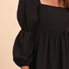 EXLURA Womens Square Neck Dress Long Puff Sleeve A-Line Casual Short Mini Dresses - 3 of 4