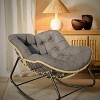 1pc Outdoor Rocking Lounge Chair, Rattan Wicker with Cotton Cushions, Ergonomic Round Shape for Indoor & Patio Use - Coolbibila - 3 of 4