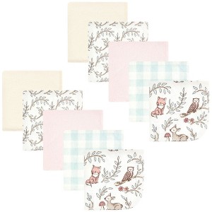 Hudson Baby Infant Girl Flannel Washcloths, Girl Woodland Pals 10Pk, One Size - 1 of 4