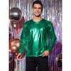 INSPIRE CHIC Men's Round Neck Long Sleeves Shining Disco Metallic T-Shirt - 2 of 4