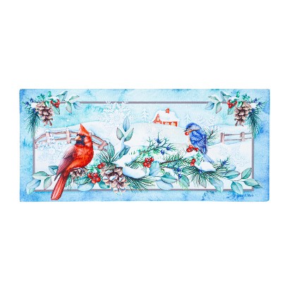 Evergreen Snow Country Birds Sassafras Indoor Outdoor Switch Doormat 1'10"x10" Multicolored