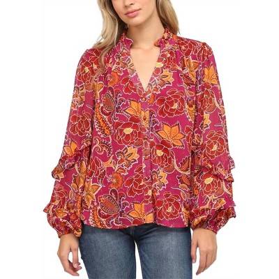 Women's Lurex Ruffle Trim Top - Fate