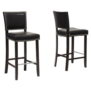 Set of 2 Aries Modern Barstools with Nail Head Trim Black - Baxton Studio - 1 of 2