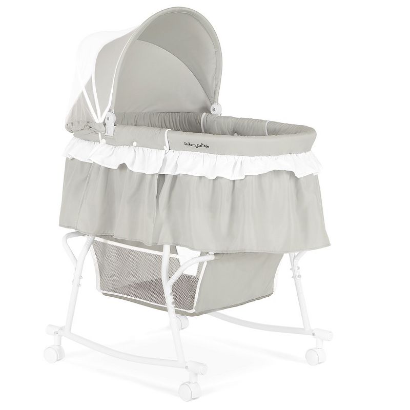Dream On Me JPMA Certified Lacy Portable 2-in-1 Bassinet & Cradle, Light Grey, 3 of 9
