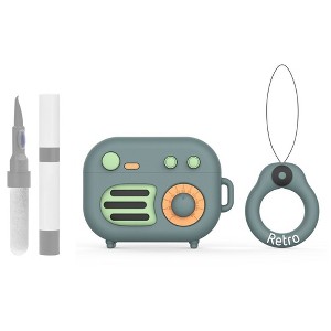 HTUTWOO Retro Radio AirPods Pro Case, Silicone Protective Cover with Finger Ring Keychain and Cleaner Kit - 1 of 4
