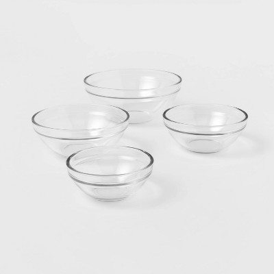 Cooking Space Saving Small Nesting Bowls for Kitchen Prep Glass Mixing Bowls Baking, Set of 6 Bowls, Clear