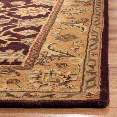 Elegant Hand-Tufted Wool Area Rug in Dark Plum and Gold, 4' x 6'
