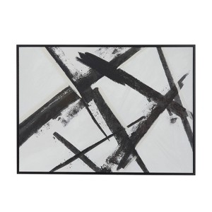Olivia & May Contemporary Canvas Abstract Framed Wall Art with Black Frame Black/Gray : Horizontal 48"x65" Canvas - 1 of 4