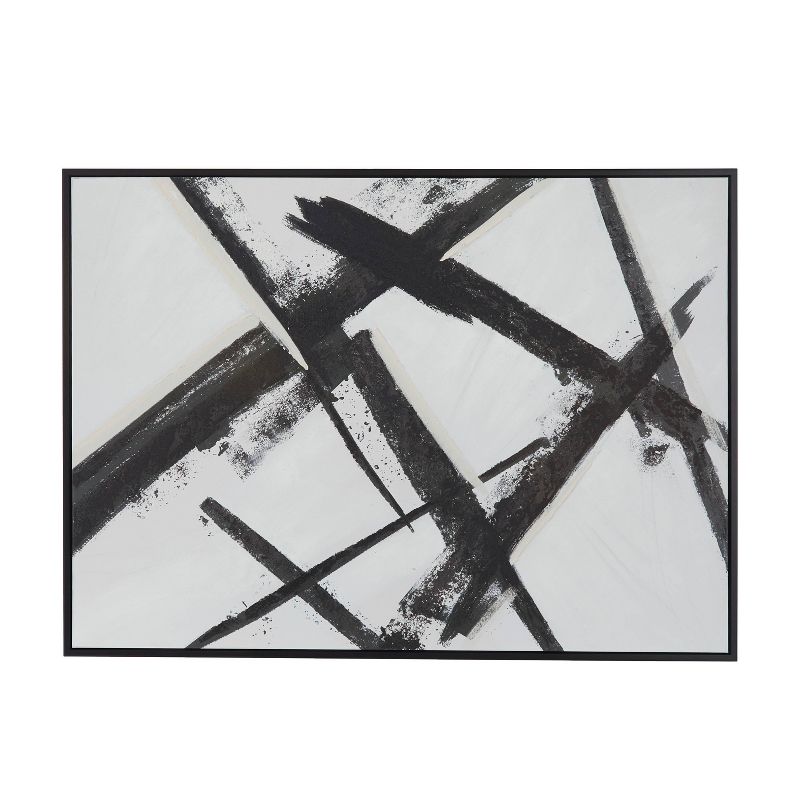 Contemporary Canvas Abstract Framed Wall Art with Black Frame Black/Gray - Olivia &#38; May, 1 of 6