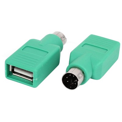 Unique Bargains USB to PS/2 Adapter PS/2 Male to USB 2.0 Female Port Converter Adapter for PC Keyboard 2 Pcs Green