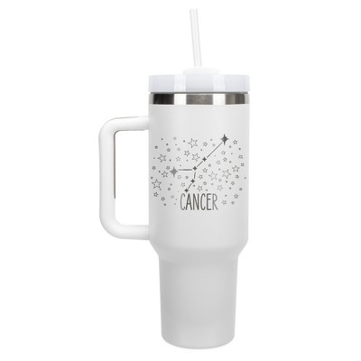 100 North Cancer Zodiac Astrology Star Sign Wrap-Around 40 Oz. Stainless Steel Water Bottle Coffee Mug, Spill & Leak Resistant, Travel Tumbler with
