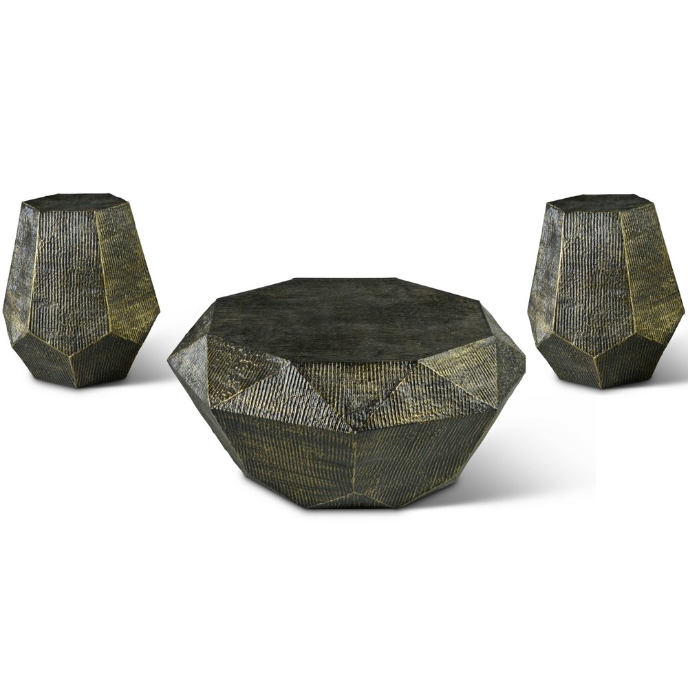 Photos - Coffee Table 3pc Donato Occasional Set Brass - Steve Silver Co.
