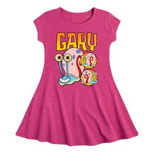 Girls' - SpongeBob SquarePants - Gary The Snail Fit & Flair Cap Sleeve Dress - 1 of 2