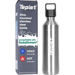 Tepist Twenty0 20 oz Stainless Steel Reusable Bottle Compatible with SodaStream Machines Double Walled, Vacuum Sealed, Leak Proof - 1 of 4