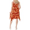 LA LEELA Women's Summer Vacation Beachwear Mini Bathing Suit Loose Beach Dress Swimsuit Cover-up Spaghetti Strap Dress for Women 1X Red, Floral - 4 of 4