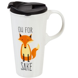 Evergreen Ceramic Travel Mug 17oz. Fox Sake - 1 of 4
