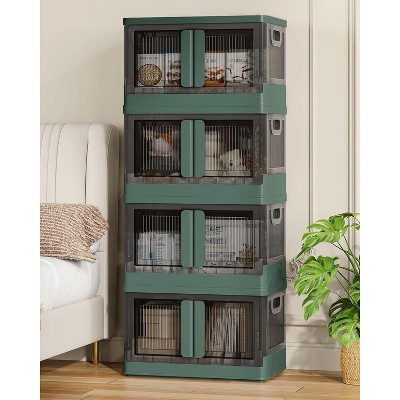 Acoinel 8.4 Gallon Collapsible Storage Bins with Lids,Doors and Wheels