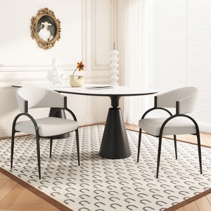 Christopher Knight Home Hayden Upholstered Armrest Dining Chairs with Metal Legs (Set of 2) - 1 of 4
