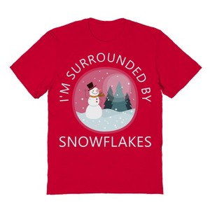 Rerun Island Men's Christmas Surrounded Snowflakes Short Sleeve Graphic Cotton T-Shirt - 1 of 1