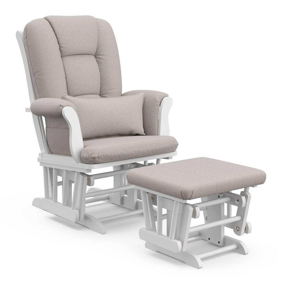 Photos - Rocking Chair Storkcraft Tuscany White Glider and Ottoman - Taupe Swirl