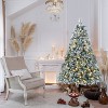 Hrinhom 4FT Prelit Flocked Christmas Tree,Snowy Artificial Tree with LED Lights,Metal Stand - 2 of 4