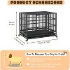 Heavy Duty Indestructible Dog Crate Steel Escape Proof, Indoor Dog House High Anxiety Cage, Kennel with Wheels, Removable Tray - 3 of 4