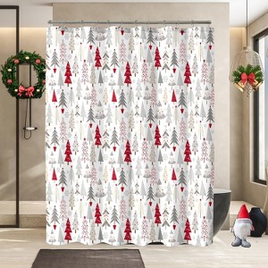 Christmas Shower Curtain, Colorful Christmas Tree Shower Curtains for Bathroom Decor, Red Green Winter Holiday Shower Curtain 70.8x70.8 Inch - 1 of 1