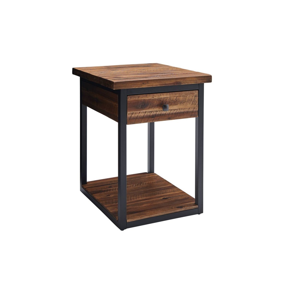 Claremont Rustic Wood End Table with Drawer and Low Shelf Dark Brown - Alaterre Furniture - thumbnail 9