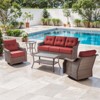 Belord 5PCS Brown Round Rattan Patio Furniture Set with 6" Thick Cushion, Outdoor Lounge Set with Swivel Chairs and Two-Tier Patio Coffee Table - 3 of 4