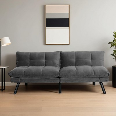 Convertible Futon Sofa Couch Bed, Modern Memory Foam Sleeper Loveseat Sofa with Adjustable Armrests & Backrests - Leovsnove