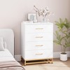 36" 4-Drawer Dresser w/Gold Handlesm, Waterproof MDF Storage Cabinet, White/Pink/Black - 4 of 4