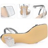 Perphy Women's Square Toe Rhinestone Strap Clear Block Heels Sandals - 3 of 3