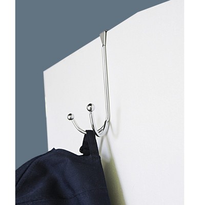 Home Basics Over the Door Double Hook with Rounded Knobs, Chrome