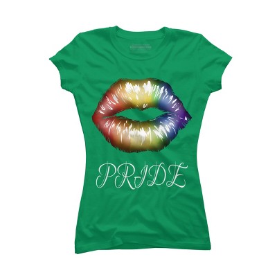 Adult Design By Humans Artistic Pride Rainbow Lips By DaniSpolez T-Shirt