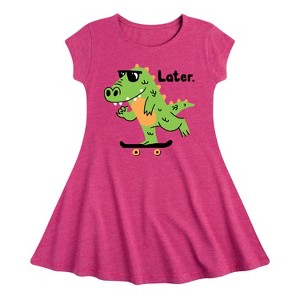 Girls' - Instant Message - Later Gator Fit & Flair Cap Sleeve Graphic Dress - 1 of 4