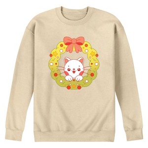 Men's - Instant Message - Chibi Cat Wreath Graphic Fleece Sweatshirt - 1 of 4