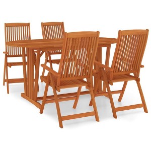 vidaXL Patio Dining Set Outdoor Extendable Table and Chair Solid Eucalyptus Wood - 1 of 4