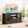 Costway Farmhouse TV Stand for TVs up to 70" Media Center with Glass Doors Cubbies & Drawer Green/White/Black - 2 of 4