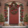 MOEPISY 6FT Christmas Garlands with Lights Artificial Flower Garlands, Burgundy - 3 of 4