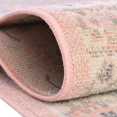 Powder Pink Floral Whisper 8' x 10' Easy-Care Synthetic Rug