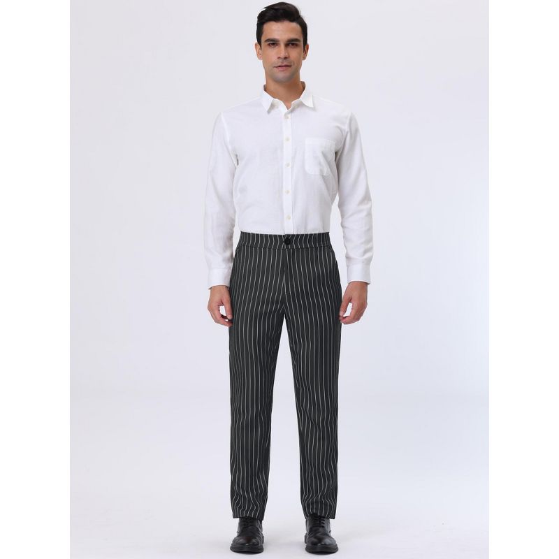 Lars Amadeus Men's Striped Straight Fit Color Block Office Work Suit Trousers, 3 of 7