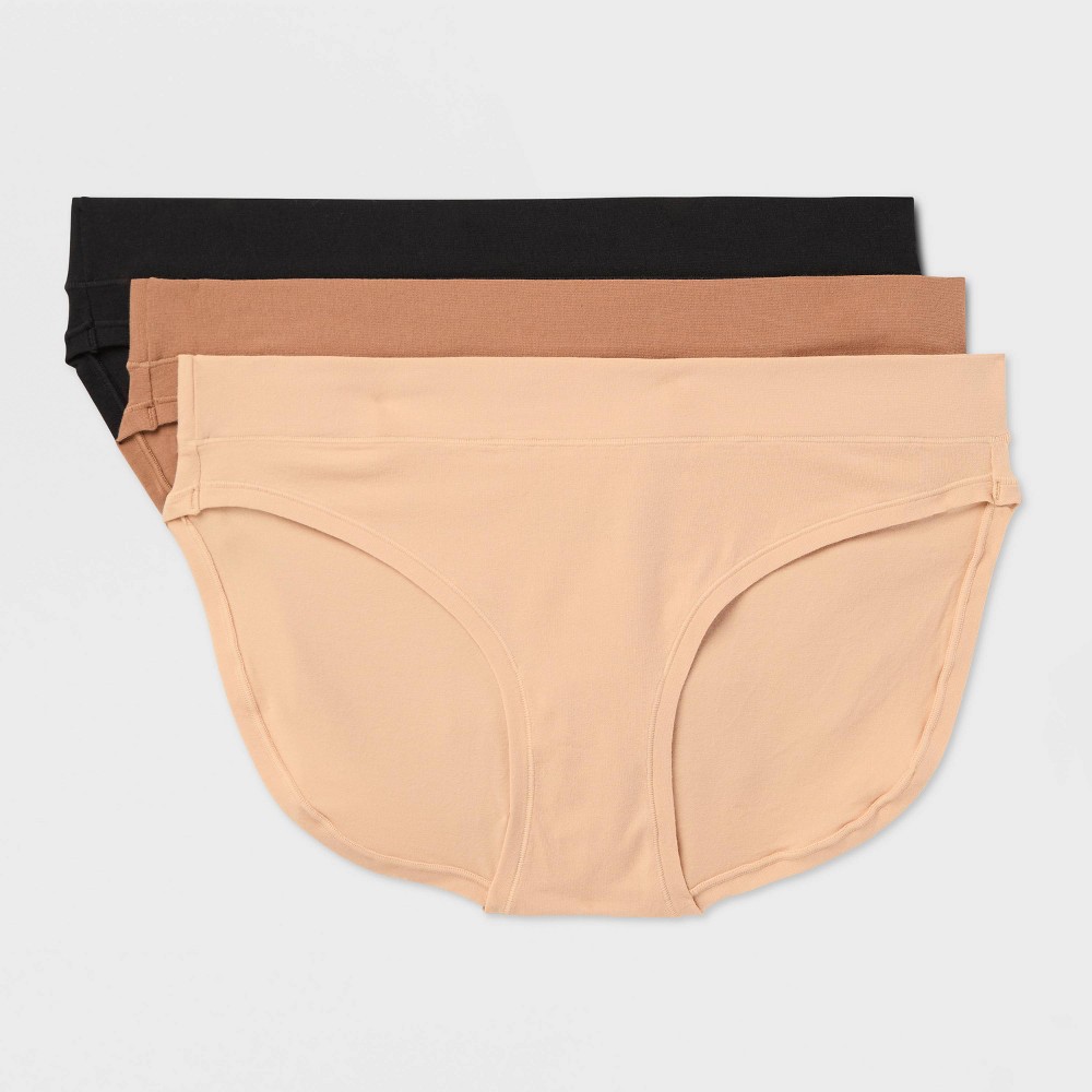 Women's 3pk Cotton Stretch Bikini Underwear - Auden™ Black/Brown/Beige XXL