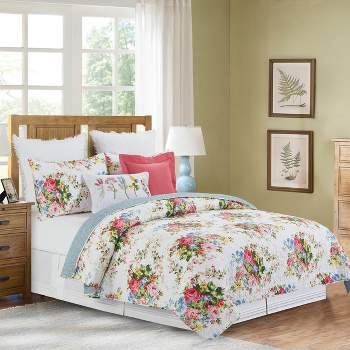 C&F Home Cottage Rose Spring Floral Cotton Quilt Set  - Reversible and Machine Washable