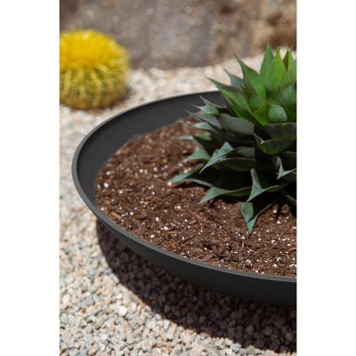 Black 24" Plastic-Stone Round Planter Bowl