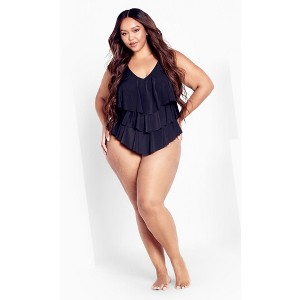 Avenue Women's Plus Size Pia V-Tiered 1 Piece - 1 of 4