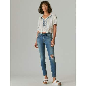 Lucky Brand Women's Mid Rise Ava Super Skinny Destruct Jean