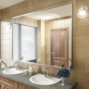 Apmir 60 in. W x 40 in. H Rectangular Aluminum Alloy Framed and Tempered Glass Wall Mirror in Brushed Silver - 1 of 4