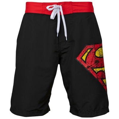 Superman Mens Superman Symbol Black Swim Board Shorts - Medium (32-34) — фото 2